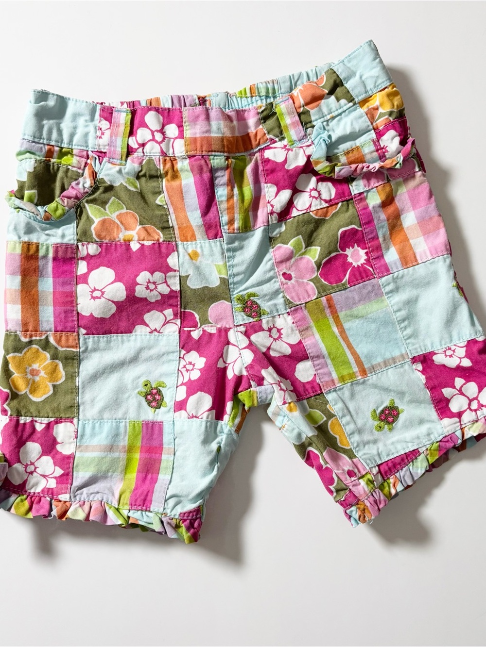 Gymboree Vintage Floral Reef Patchwork Ruffled Shorts Nostalgic 2T Y2K Coquettte